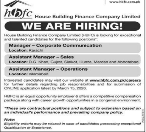 HBFC Jobs 2026