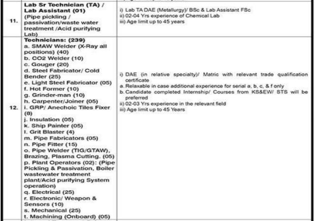 Karachi Shipyard and Engineering Works Jobs 2026 Advertisement